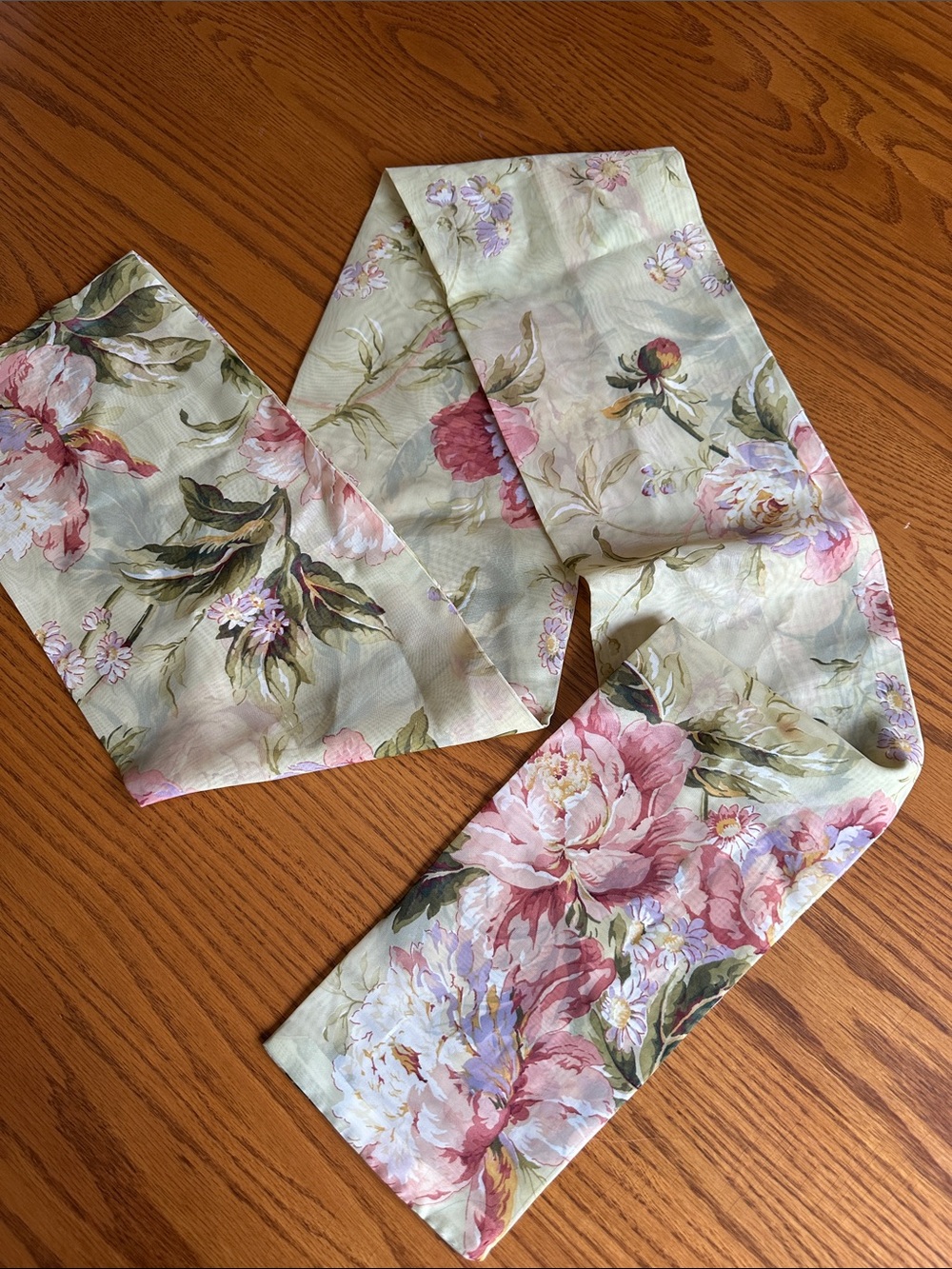 Floral Scarf in Sage Green and Pink